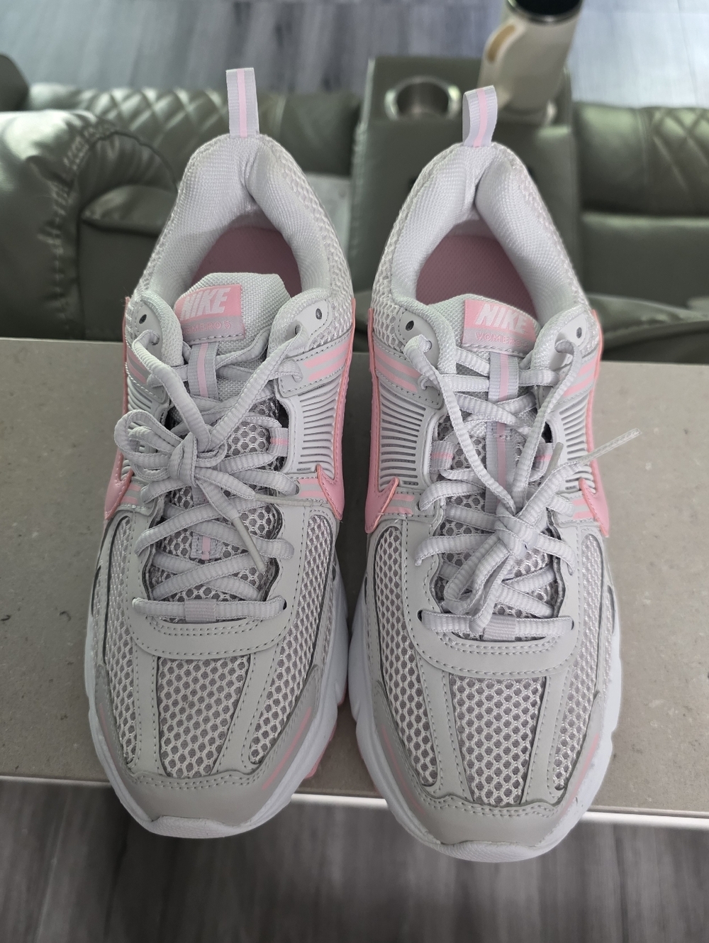Nike Vomero 5  White & Pink Athletic Sneakers